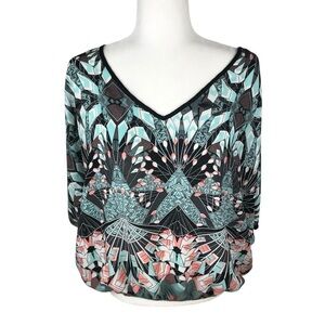 A. Byer Multicolor Short Sleeve Blouse Size L